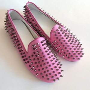 UNIF SPIKE 100% Leather Loafers Pink Size 6 Womens Punk Rock Hell Raiser